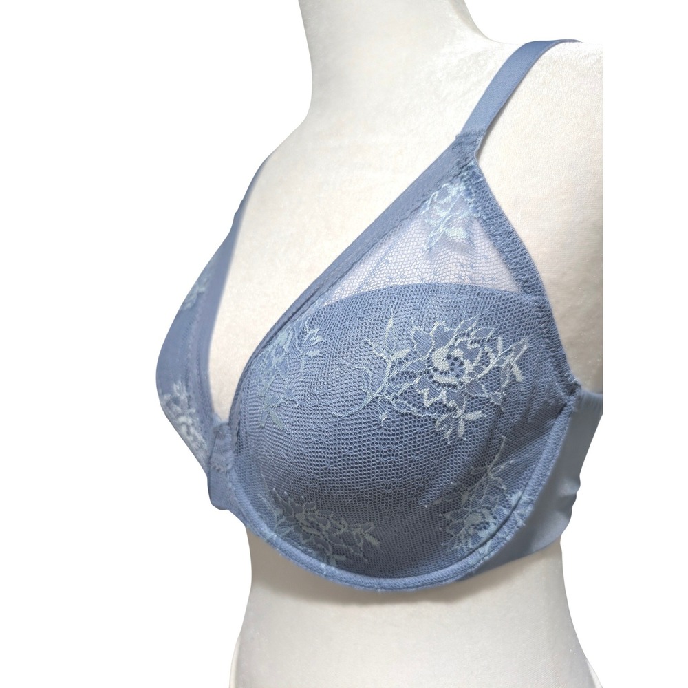 Natori Flora Underwire Bra 34DD Blue Mist Floral Lace 731351 NEW